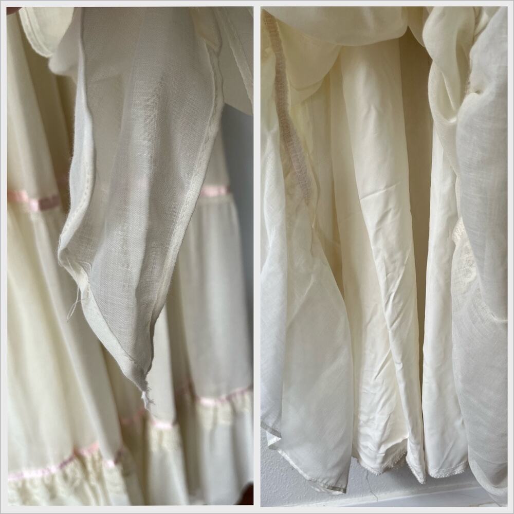 Vintage 70s Gunne Sax Prairie Dress Maxi Ivory Cottagecore Wedding // Size XXS - Picture 5 of 6